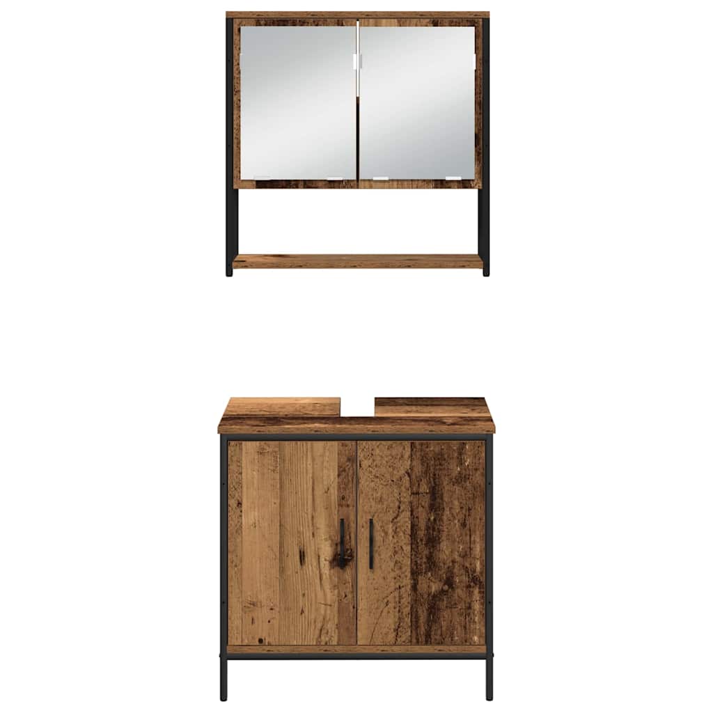 Juego de muebles de baño 3 pcs Marrón Madera contrachapada
