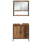 Juego de muebles de baño 3 pcs Marrón Madera contrachapada