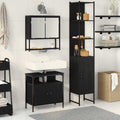 Juego de muebles de baño 3 pcs Roble Negro Madera contrachapada