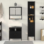 Juego de muebles de baño 3 pcs Roble Negro Madera contrachapada