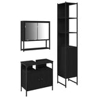 Juego de muebles de baño 3 pcs Roble Negro Madera contrachapada