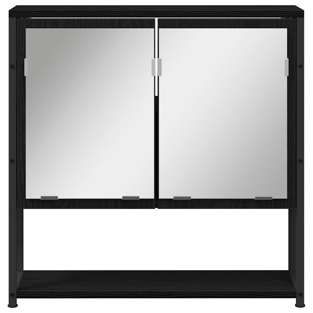 Juego de muebles de baño 3 pcs Roble Negro Madera contrachapada