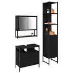 Juego de muebles de baño 3 pcs Roble Negro Madera contrachapada