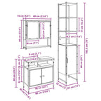 Juego de muebles de baño 3 pcs Roble Negro Madera contrachapada