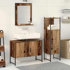 Juego de muebles de baño 3 pcs Marrón Madera contrachapada