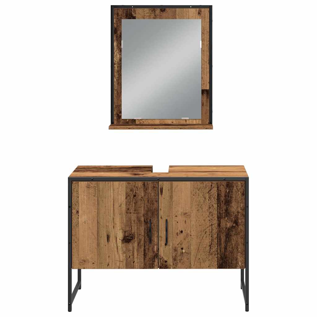 Juego de muebles de baño 3 pcs Marrón Madera contrachapada