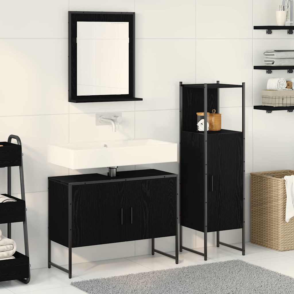 Juego de muebles de baño 3 pcs Marrón Madera contrachapada