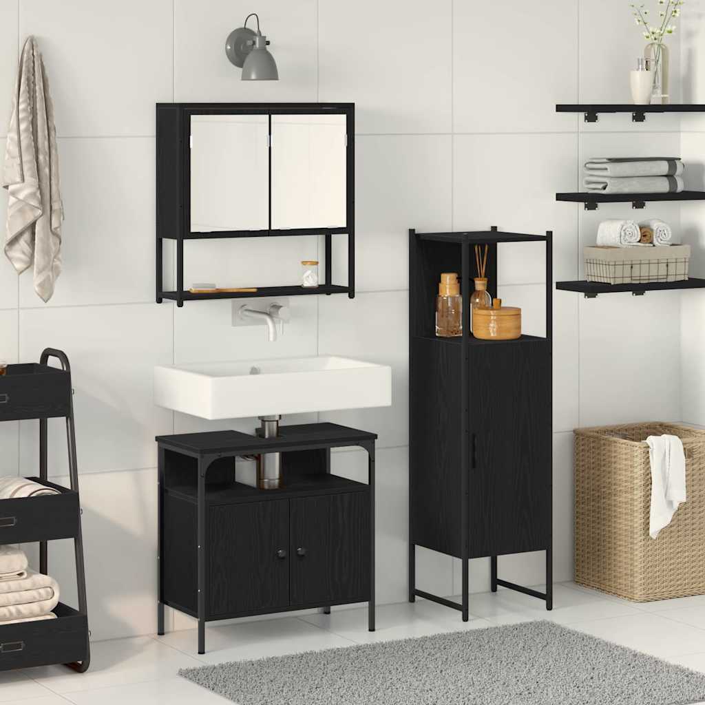 Juego de muebles de baño 3 pcs Marrón Madera contrachapada