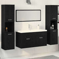 Juego de muebles de baño 4 pcs Roble Negro Madera de ingeniería