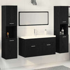 Juego de muebles de baño 4 pcs Roble Negro Madera de ingeniería