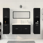 Juego de muebles de baño 4 pcs Roble Negro Madera de ingeniería