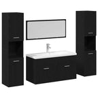 Juego de muebles de baño 4 pcs Roble Negro Madera de ingeniería