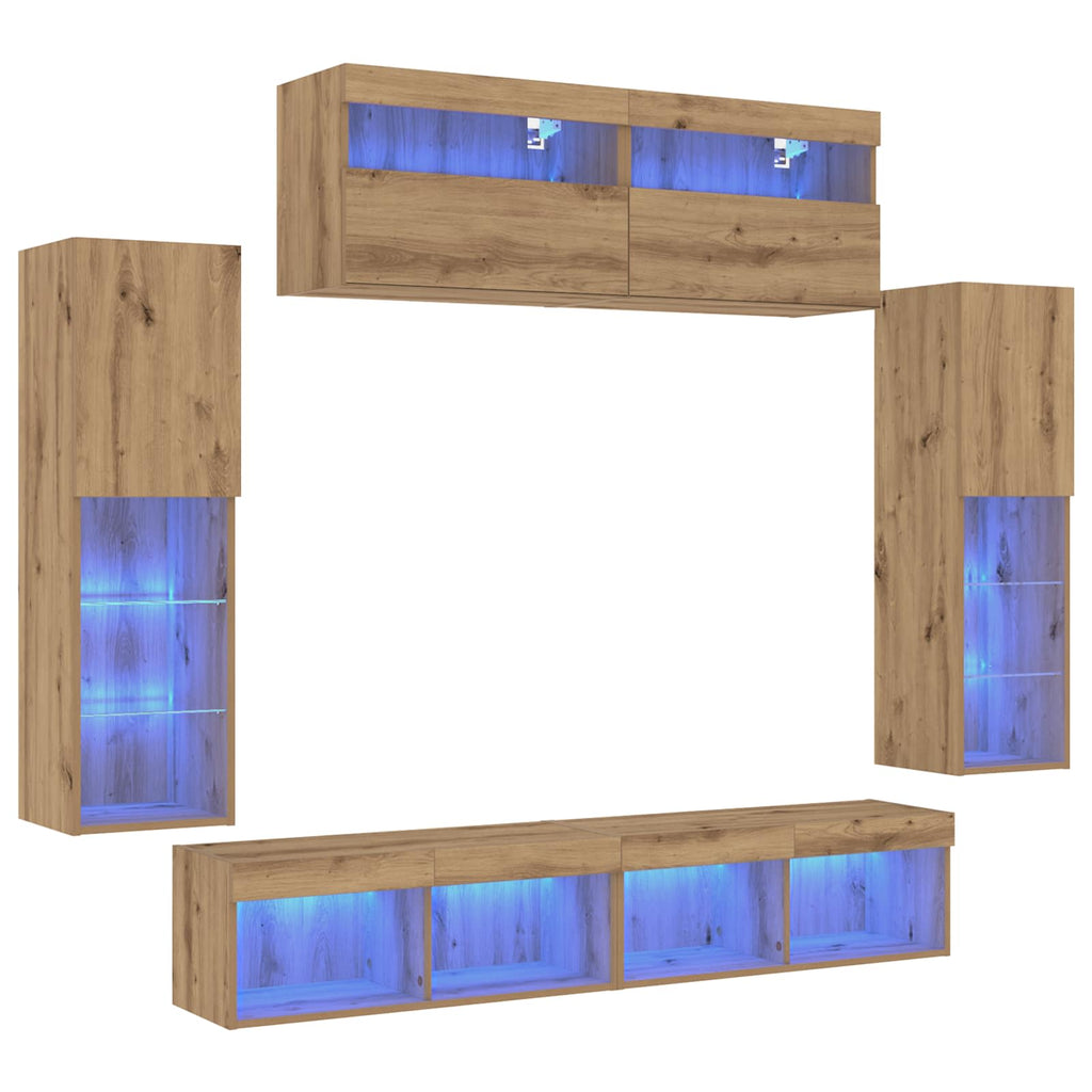 Conjunto de mueble de TV 6 pcs Roble artisan