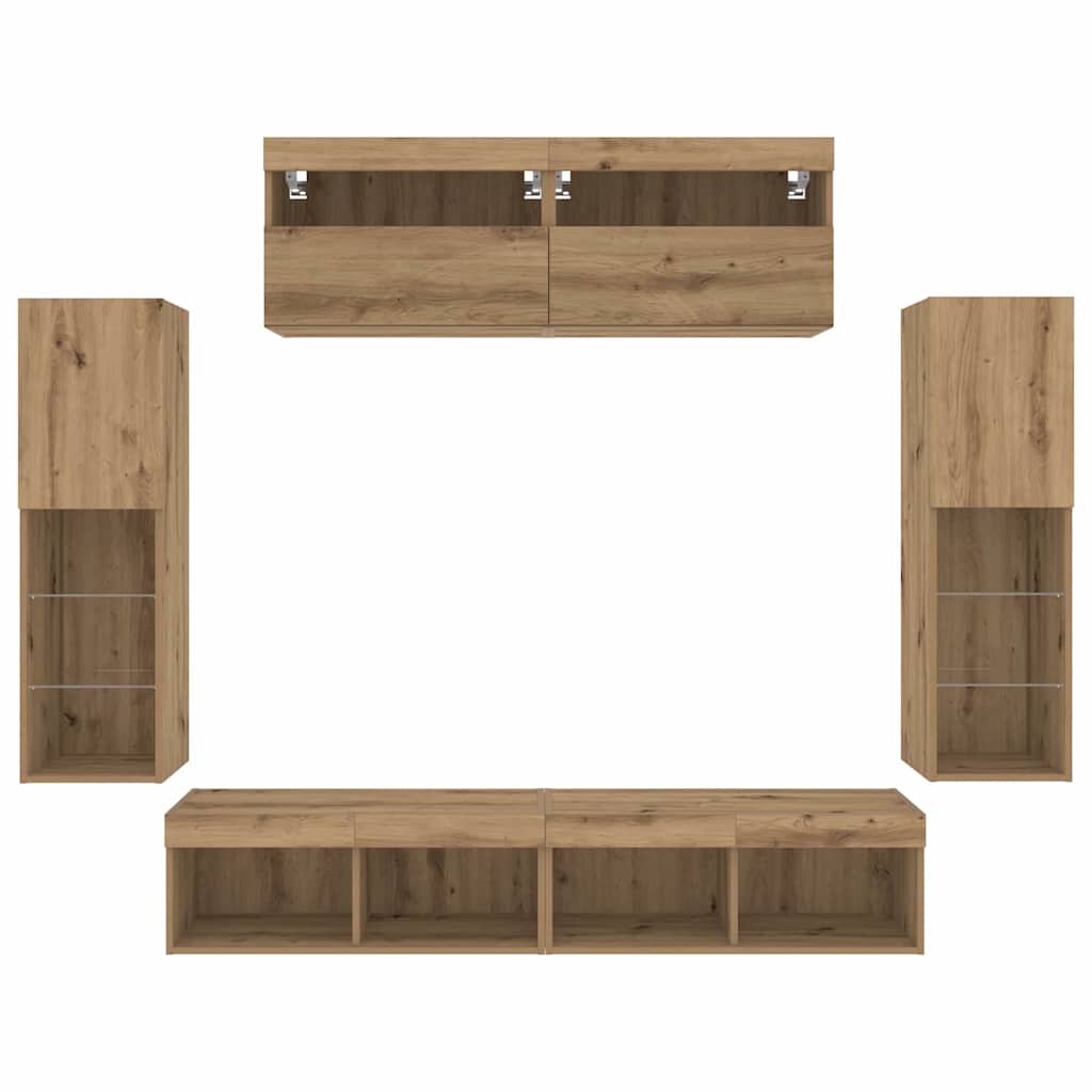 Conjunto de mueble de TV 6 pcs Roble artisan