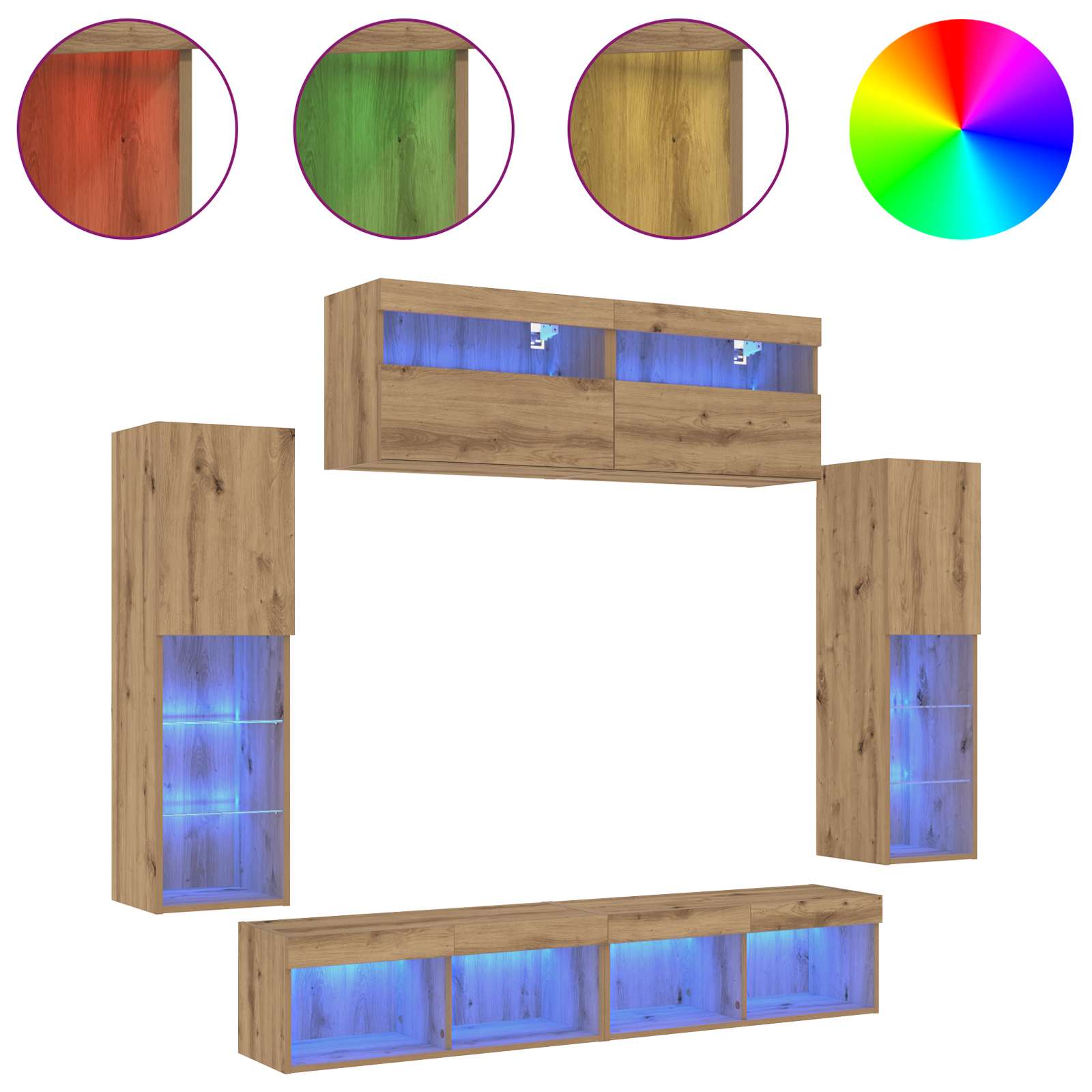 Conjunto de mueble de TV 6 pcs Roble artisan