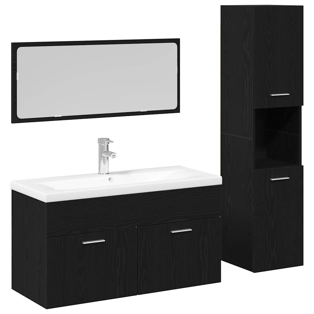 Juego de muebles de baño 4 pcs Marrón Madera de ingeniería