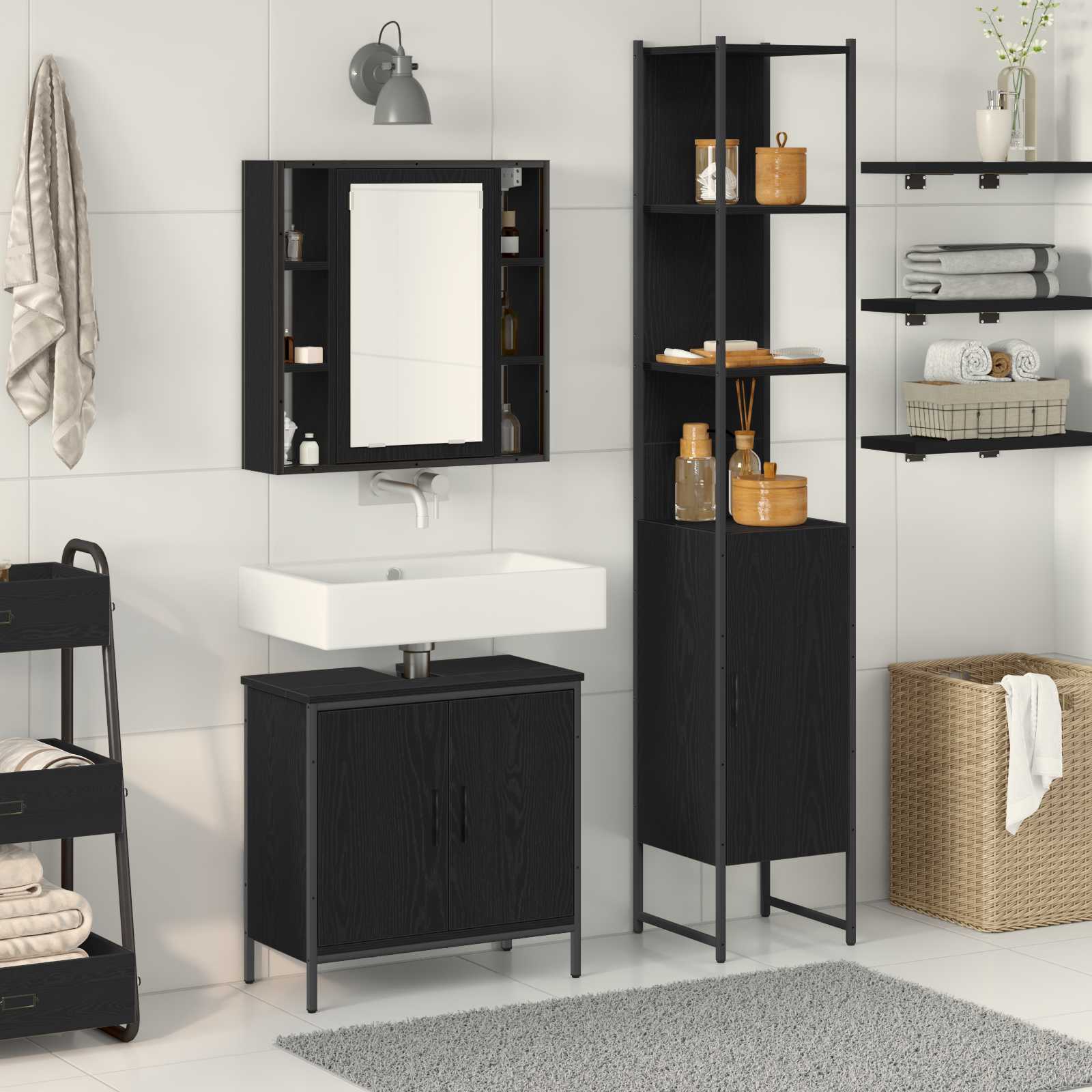 Unidades de Tocador de Baño 3 pcs Marrón Madera contrachapada