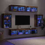 Conjunto de mueble de TV Montaje en la pared 8 pcs Madera vieja