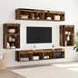 Conjunto de mueble de TV Montaje en la pared 8 pcs Madera vieja