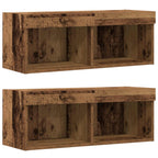 Conjunto de mueble de TV Montaje en la pared 8 pcs Madera vieja