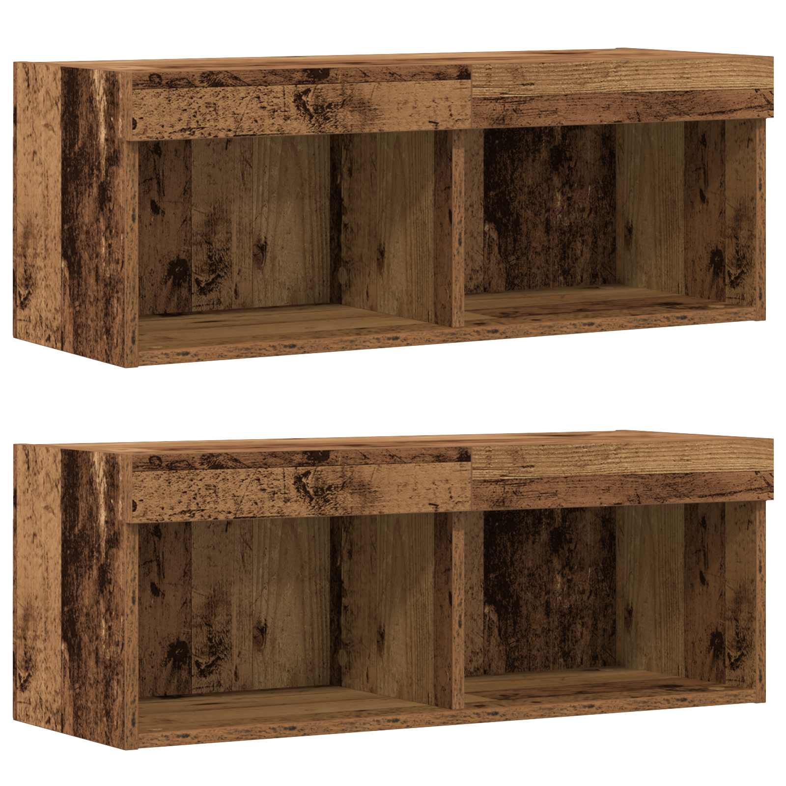 Conjunto de mueble de TV Montaje en la pared 8 pcs Madera vieja