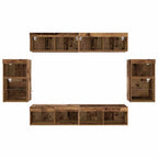 Conjunto de mueble de TV Montaje en la pared 8 pcs Madera vieja