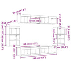 Conjunto de mueble de TV Montaje en la pared 8 pcs Madera vieja