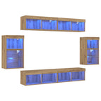 Conjunto de mueble de TV 8 pcs Roble artisan