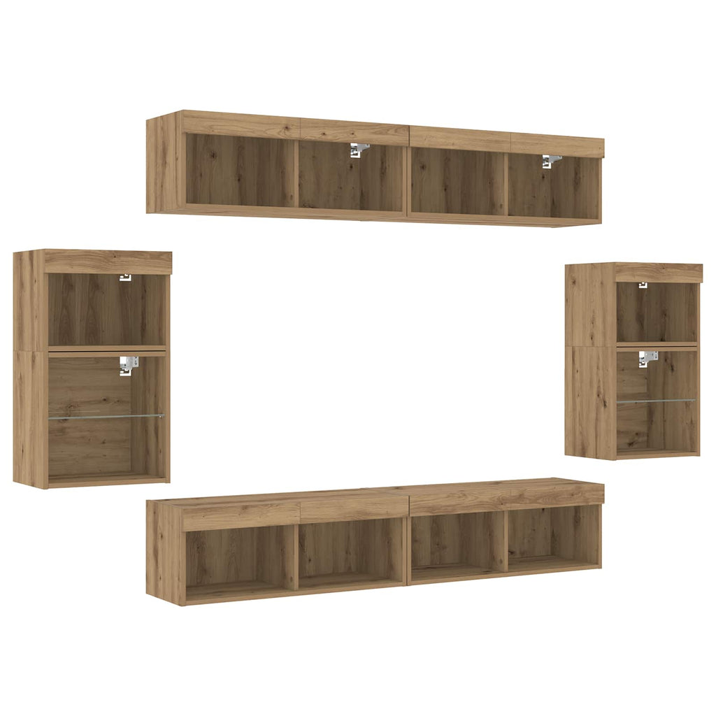 Conjunto de mueble de TV 8 pcs Roble artisan