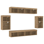 Conjunto de mueble de TV 8 pcs Roble artisan