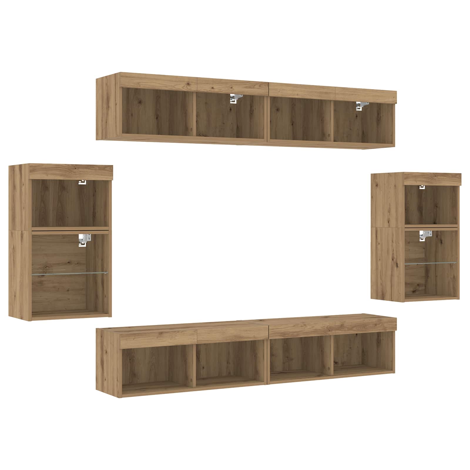 Conjunto de mueble de TV 8 pcs Roble artisan