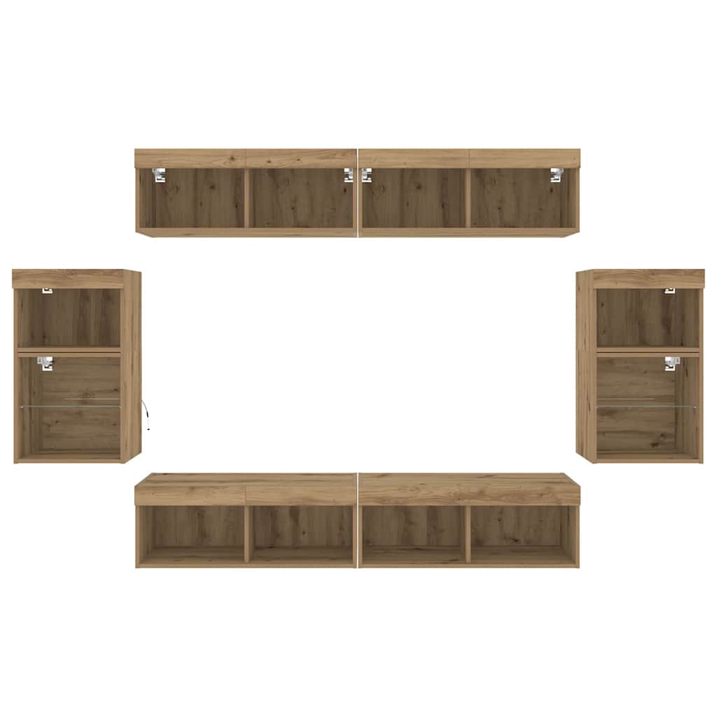 Conjunto de mueble de TV 8 pcs Roble artisan