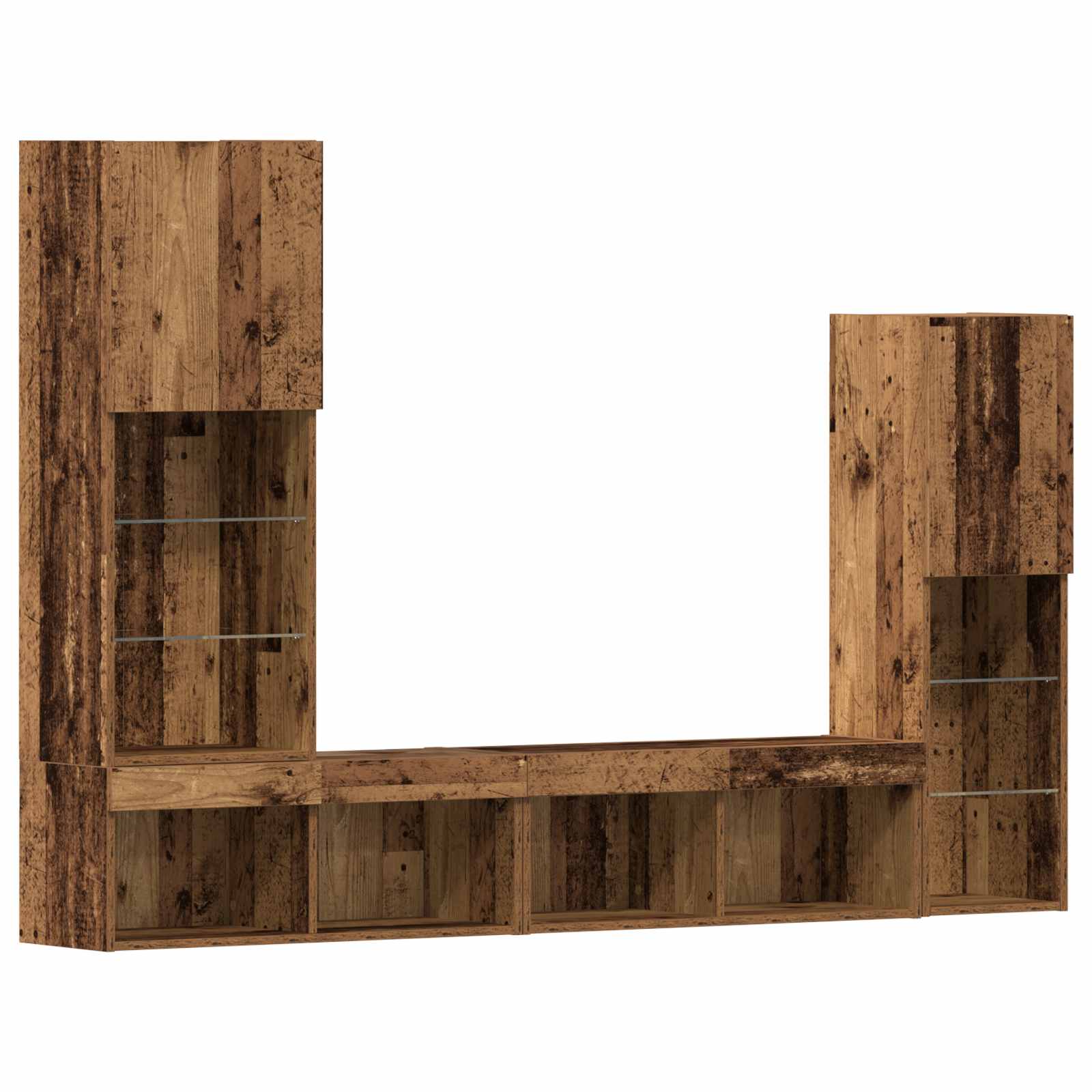 Gabinete de TV 4 pcs Madera vieja Madera contrachapada