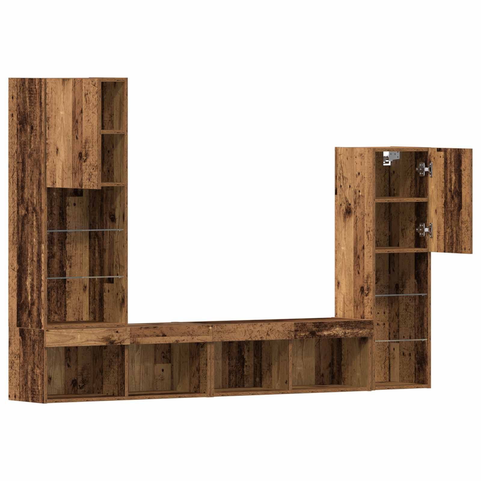 Gabinete de TV 4 pcs Madera vieja Madera contrachapada