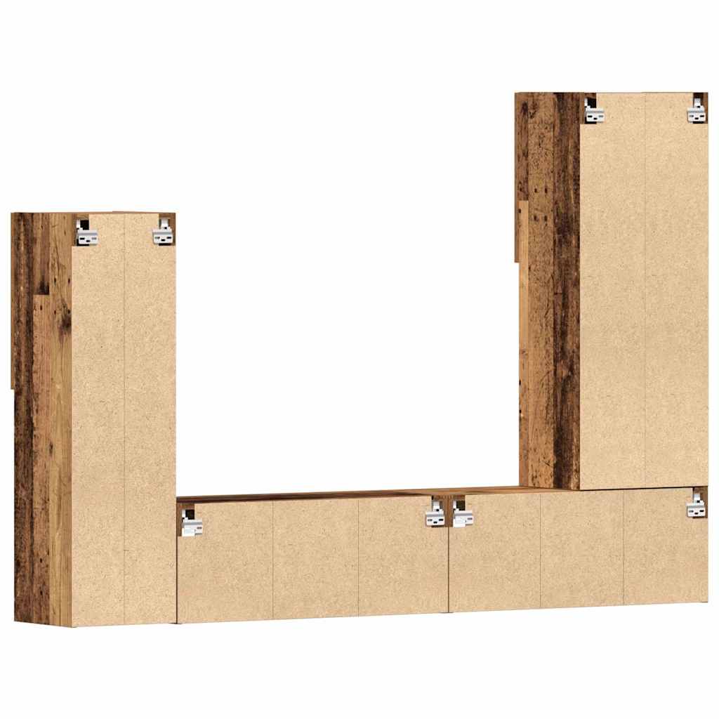 Gabinete de TV 4 pcs Madera vieja Madera contrachapada