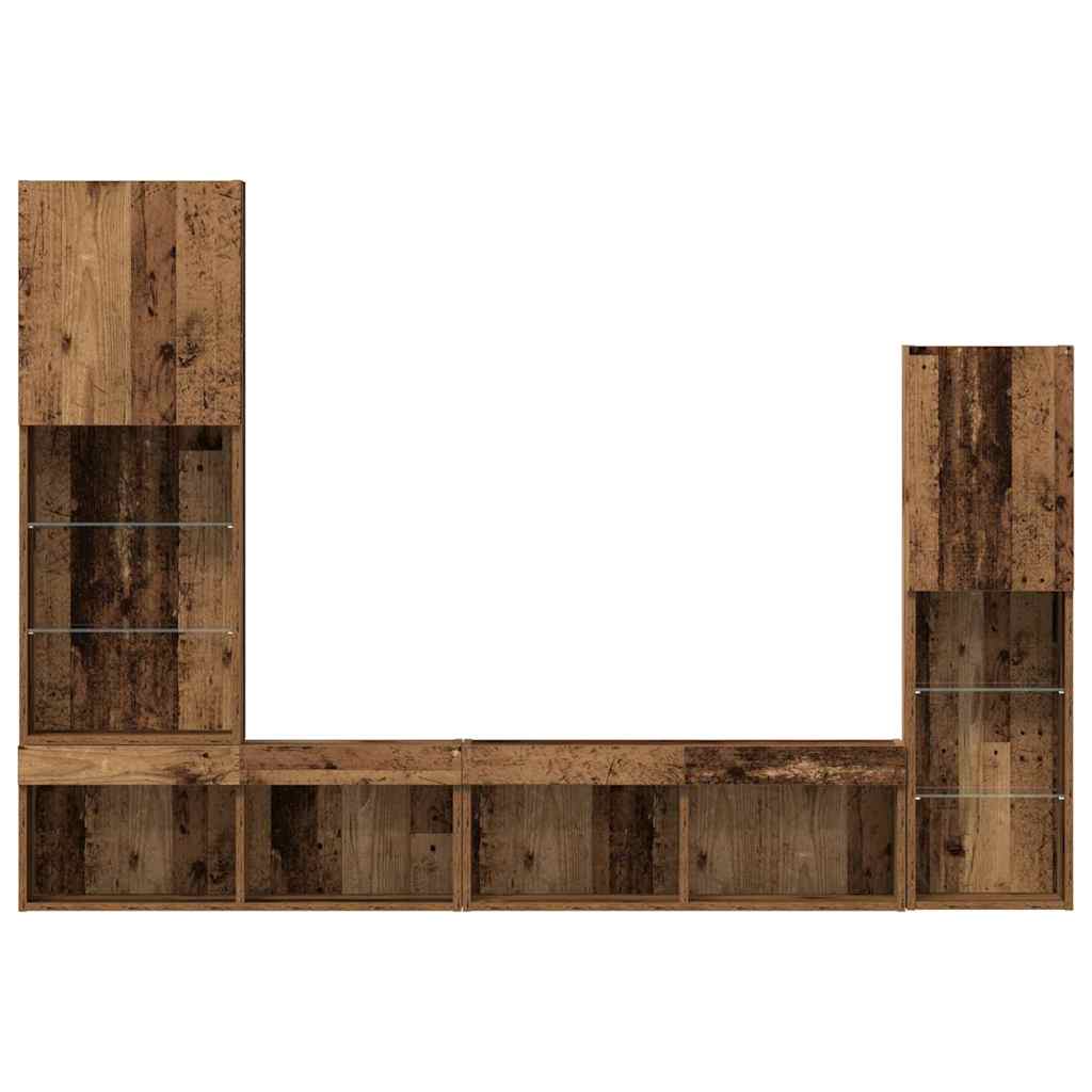 Gabinete de TV 4 pcs Madera vieja Madera contrachapada