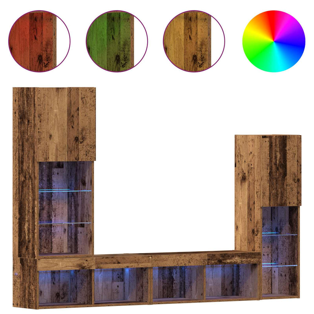 Gabinete de TV 4 pcs Madera vieja Madera contrachapada