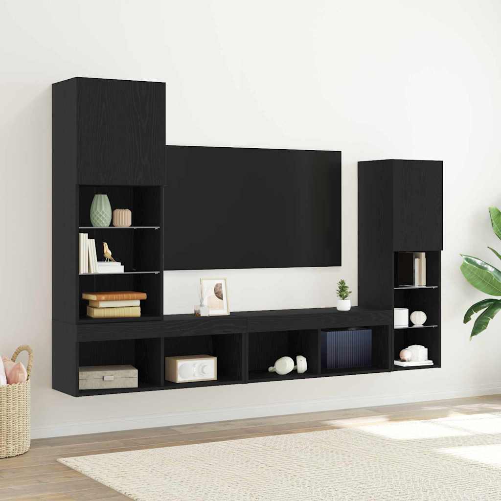 TV Cabinet 4 pcs Old Wood Plywood