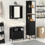 Juego de muebles de baño 3 pcs Roble Negro Madera contrachapada