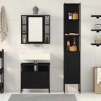 Juego de muebles de baño 3 pcs Roble Negro Madera contrachapada