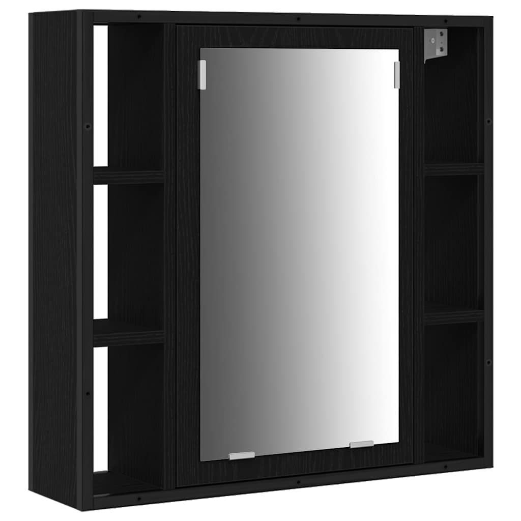 Juego de muebles de baño 3 pcs Roble Negro Madera contrachapada