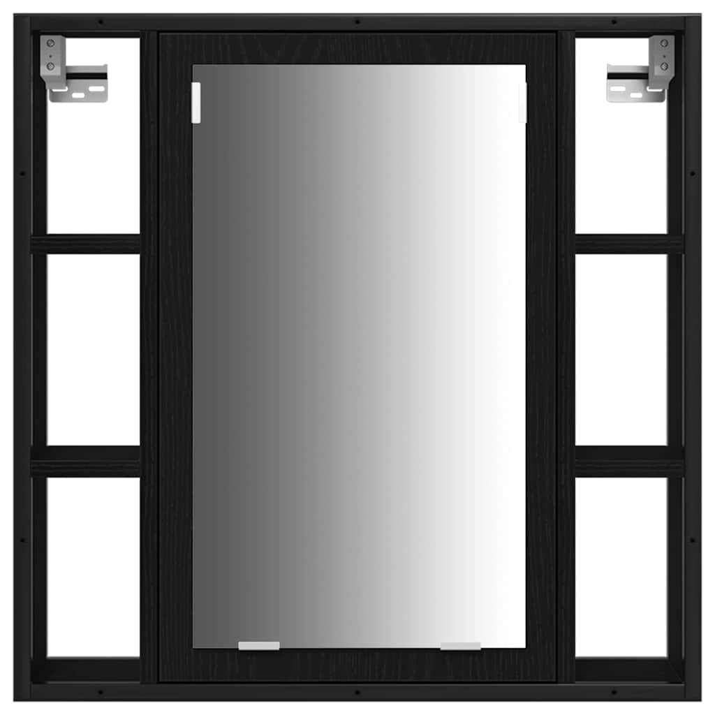Juego de muebles de baño 3 pcs Roble Negro Madera contrachapada