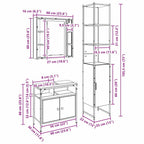 Juego de muebles de baño 3 pcs Roble Negro Madera contrachapada