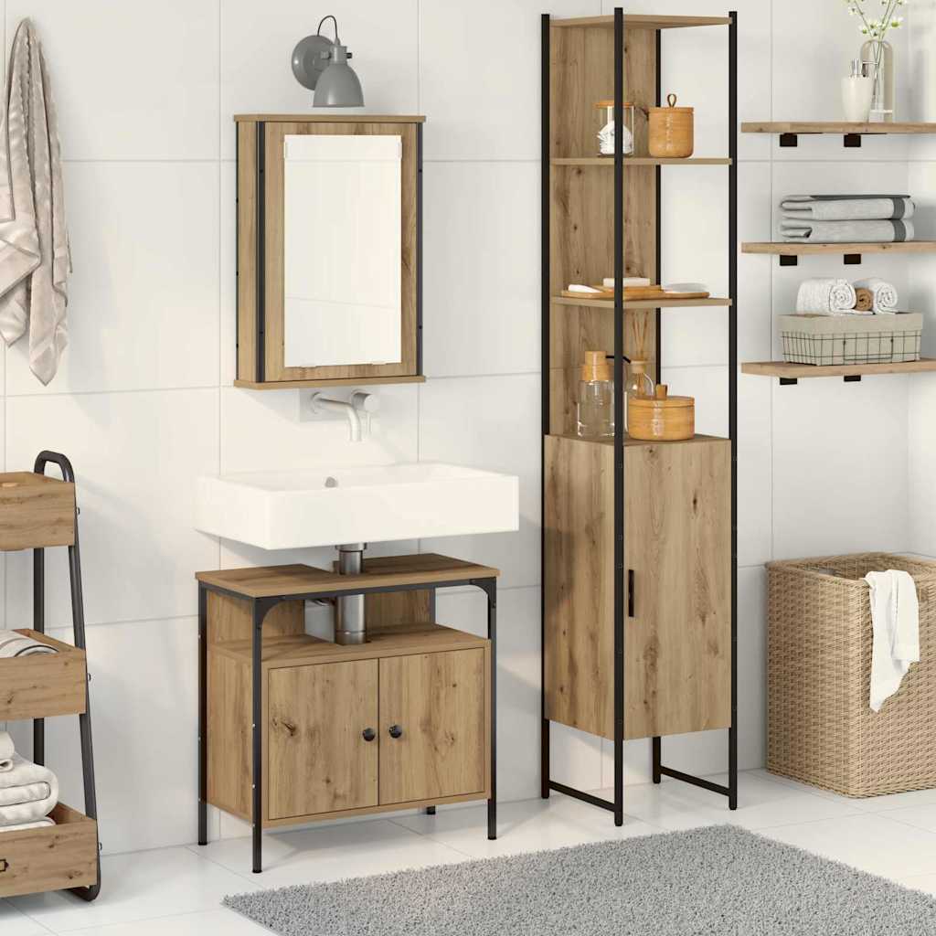 Juego de muebles de baño con estante 3 pcs Madera vieja