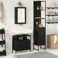 Juego de muebles de baño 3 pcs Roble Negro Madera de ingeniería