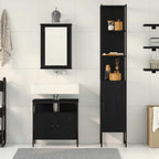 Juego de muebles de baño 3 pcs Roble Negro Madera de ingeniería