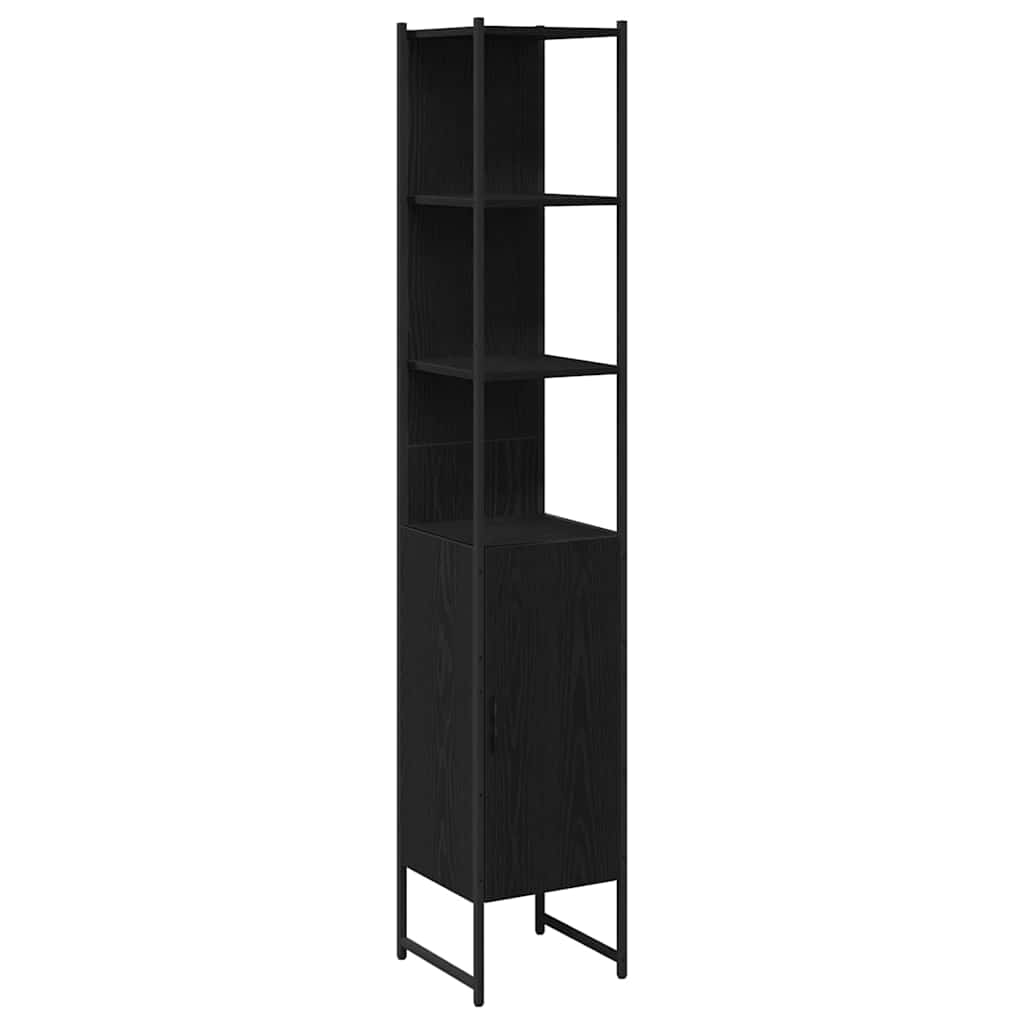 Juego de muebles de baño 3 pcs Roble Negro Madera de ingeniería