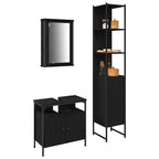 Juego de muebles de baño 3 pcs Roble Negro Madera de ingeniería