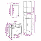 Juego de muebles de baño 3 pcs Roble Negro Madera de ingeniería