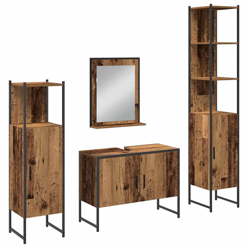 Juego de muebles de baño 4 pcs Marrón Madera de ingeniería